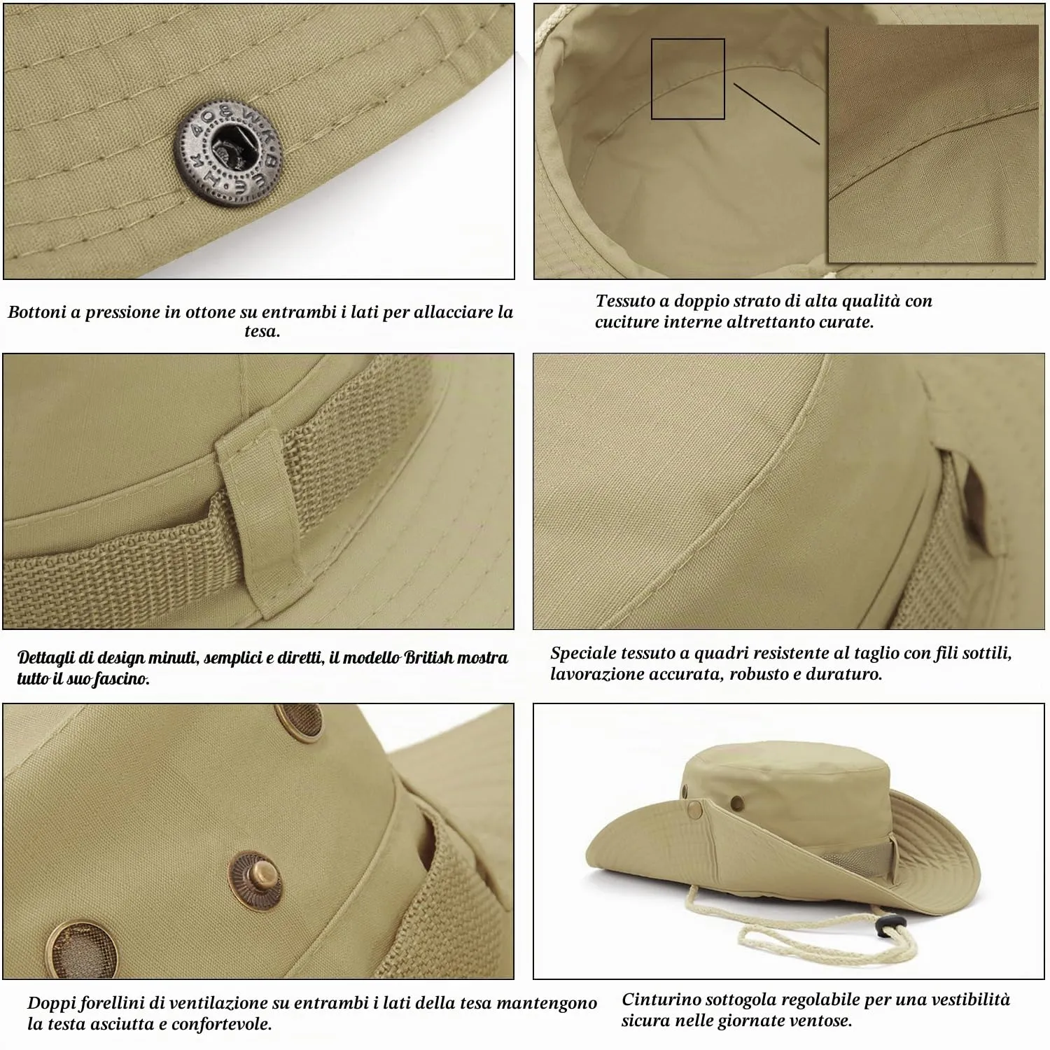 Favuit Cappello Boonie Pieghevole a Tesa Larga per Uomo e Donna - immagine 4