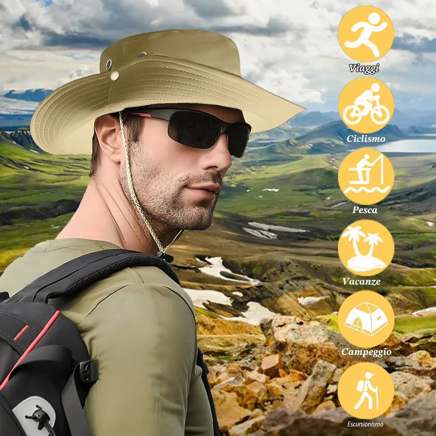 Favuit Cappello Boonie Pieghevole a Tesa Larga per Uomo e Donna - immagine 5