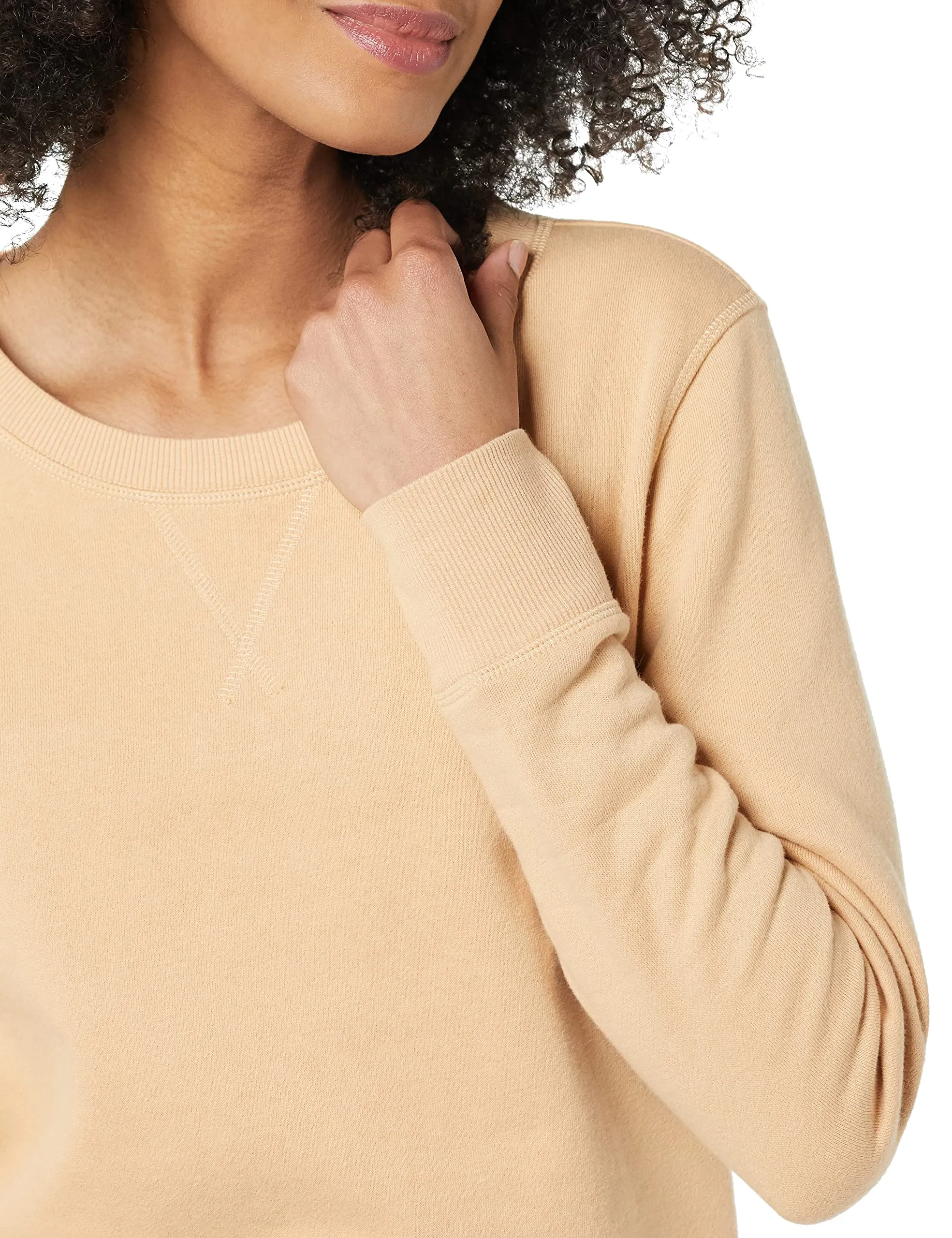 Amazon Essentials Felpa in Pile Girocollo Donna, Cammello Chiaro, XS - immagine 6