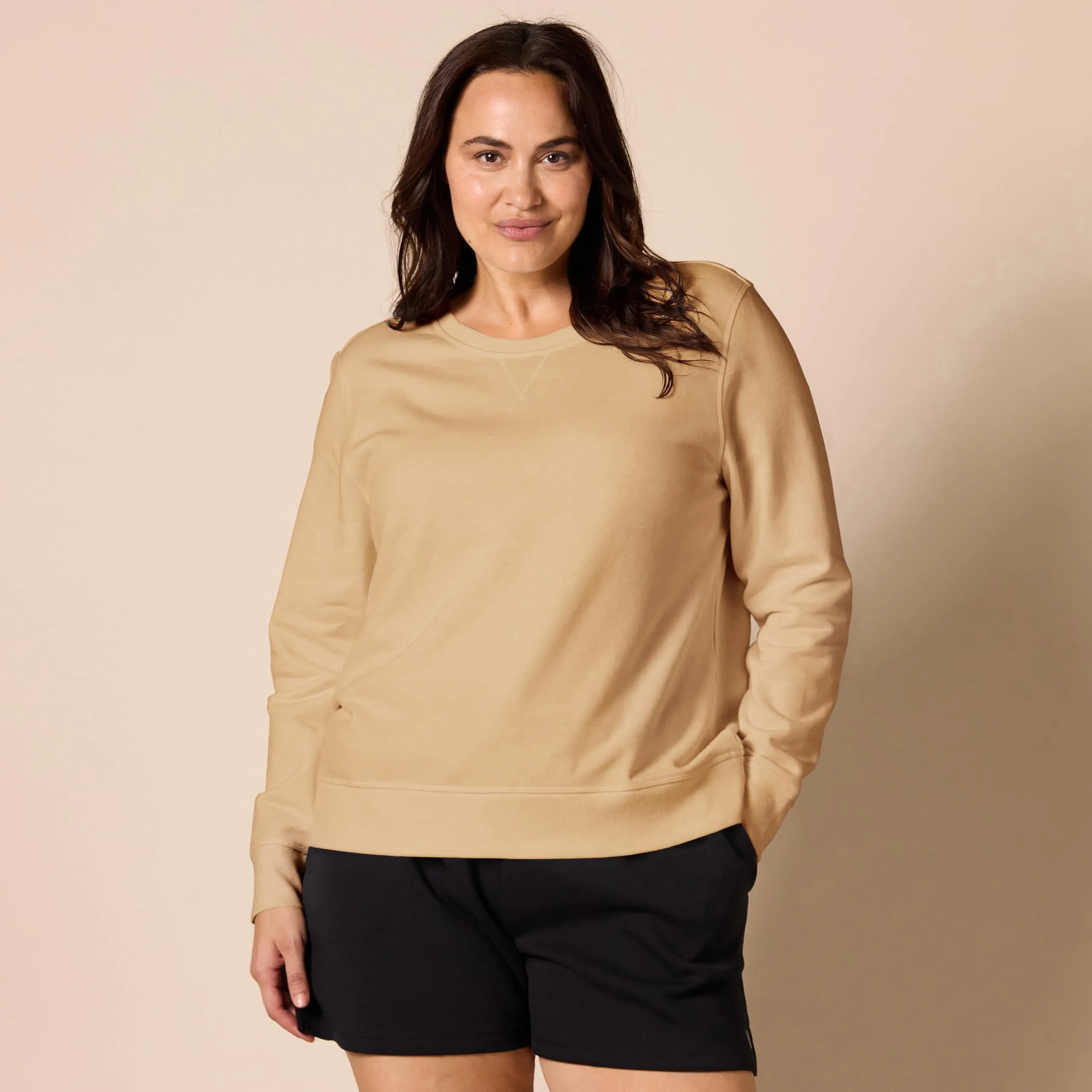 Amazon Essentials Felpa in Pile Girocollo Donna, Cammello Chiaro, XS - immagine 7