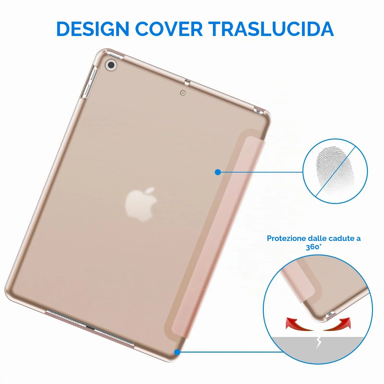 JETech Custodia per iPad 9ª/8ª/7ª Gen 10,2", Oro Rosa - immagine 4