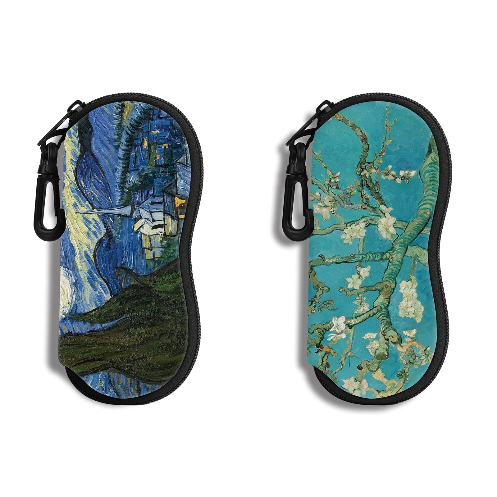 Hion Custodia per occhiali da sole in neoprene con cerniera e clip da cintura, confezione da 2 pezzi - immagine 1