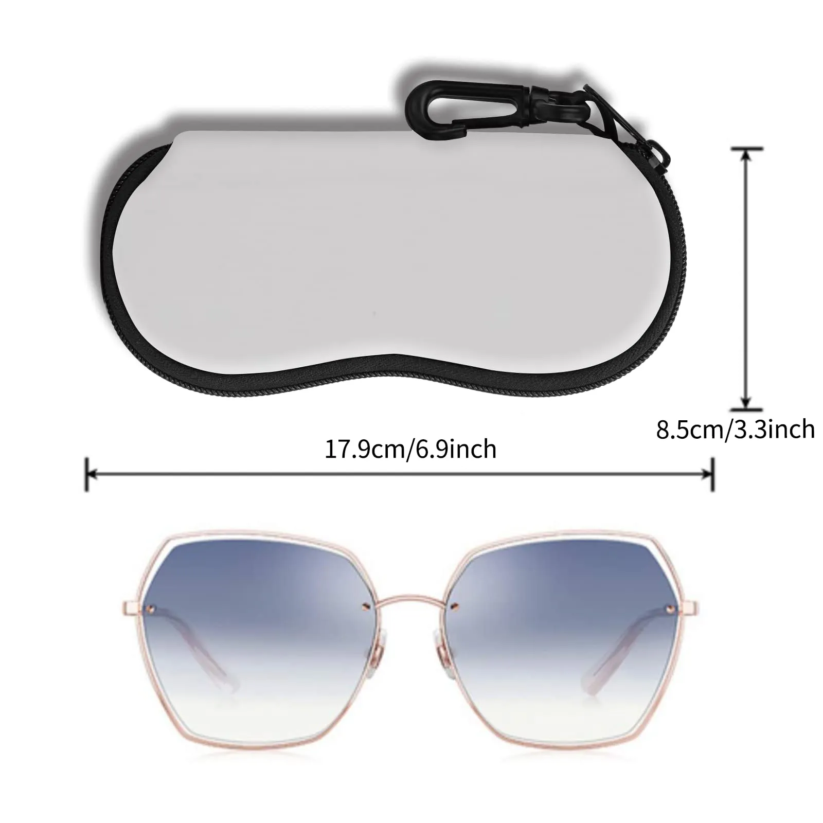 Hion Custodia morbida per occhiali da sole in Neoprene con Cerniera e Clip da Cintura, Grigio Chiaro - immagine 2