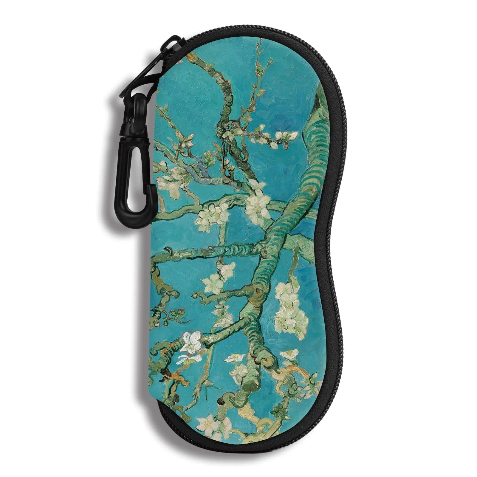 Hion Custodia morbida per occhiali da sole in neoprene con clip da cintura e cerniera, Mandorlo in Fiore - immagine 1
