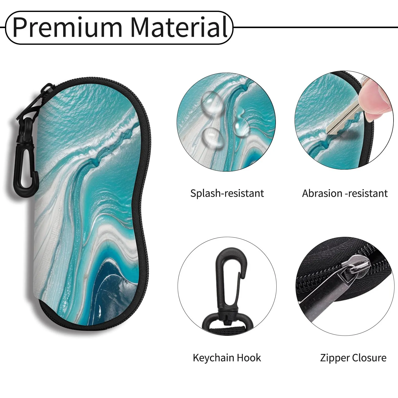 Hion Custodia morbida per occhiali da sole in Neoprene con Cerniera e Clip da Cintura, Stampata (Sabbie mobili) - immagine 3