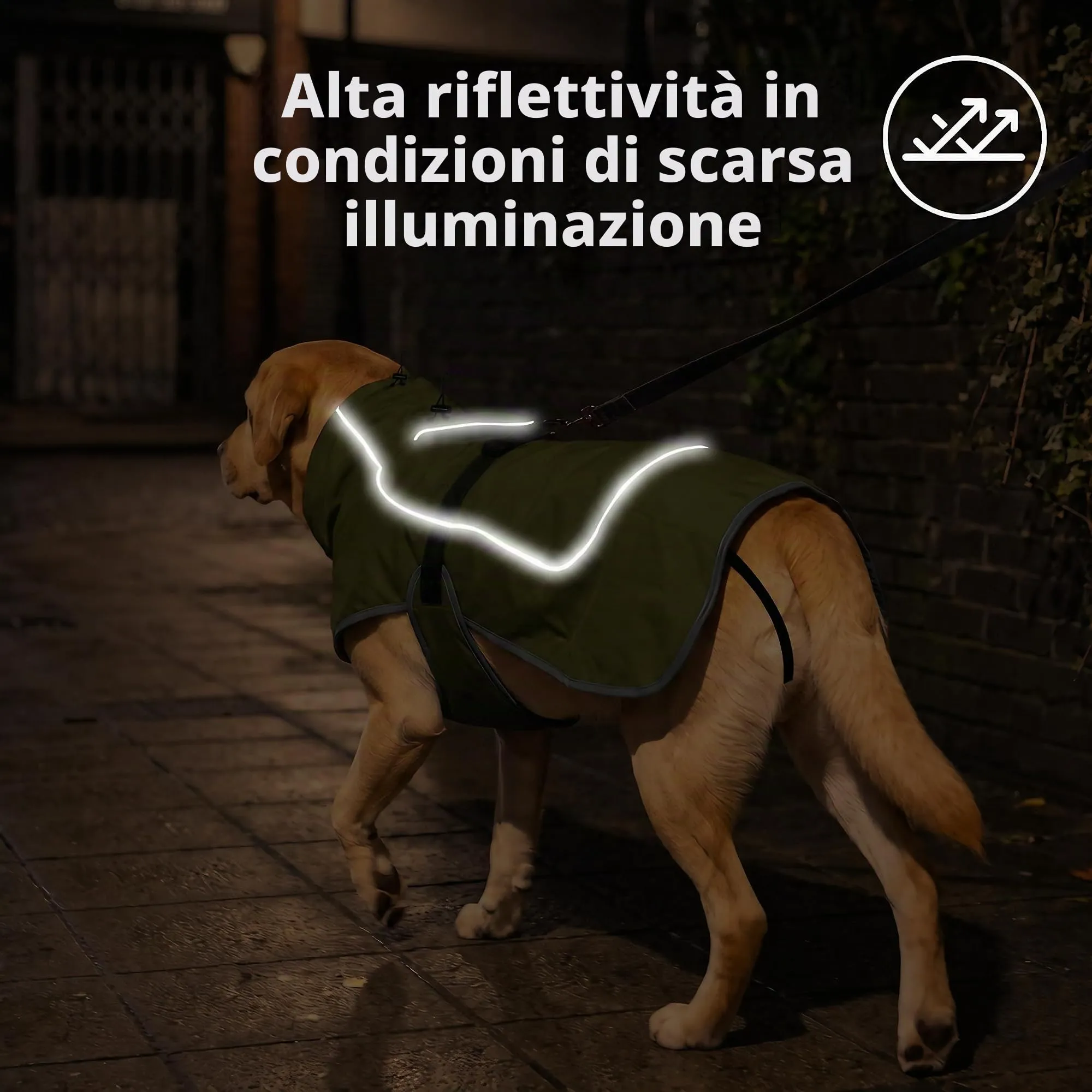 HEYWEAN Giacca per cani impermeabile e riflettente con fodera in pile, verde, XXL - immagine 5