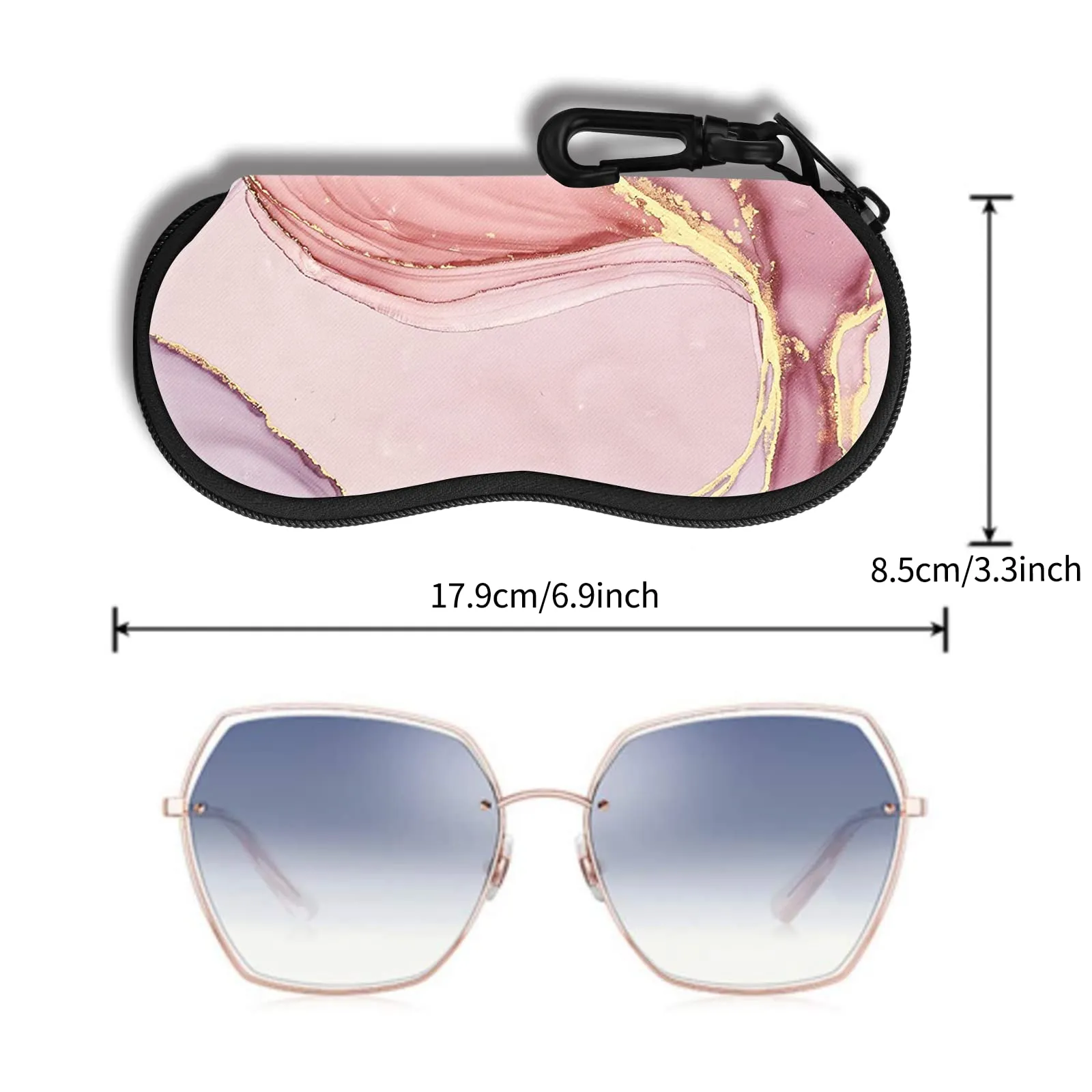 Hion Custodie per Occhiali da Sole in Neoprene con Clip da Cintura e Cerniera, Confezione da 2 - immagine 2