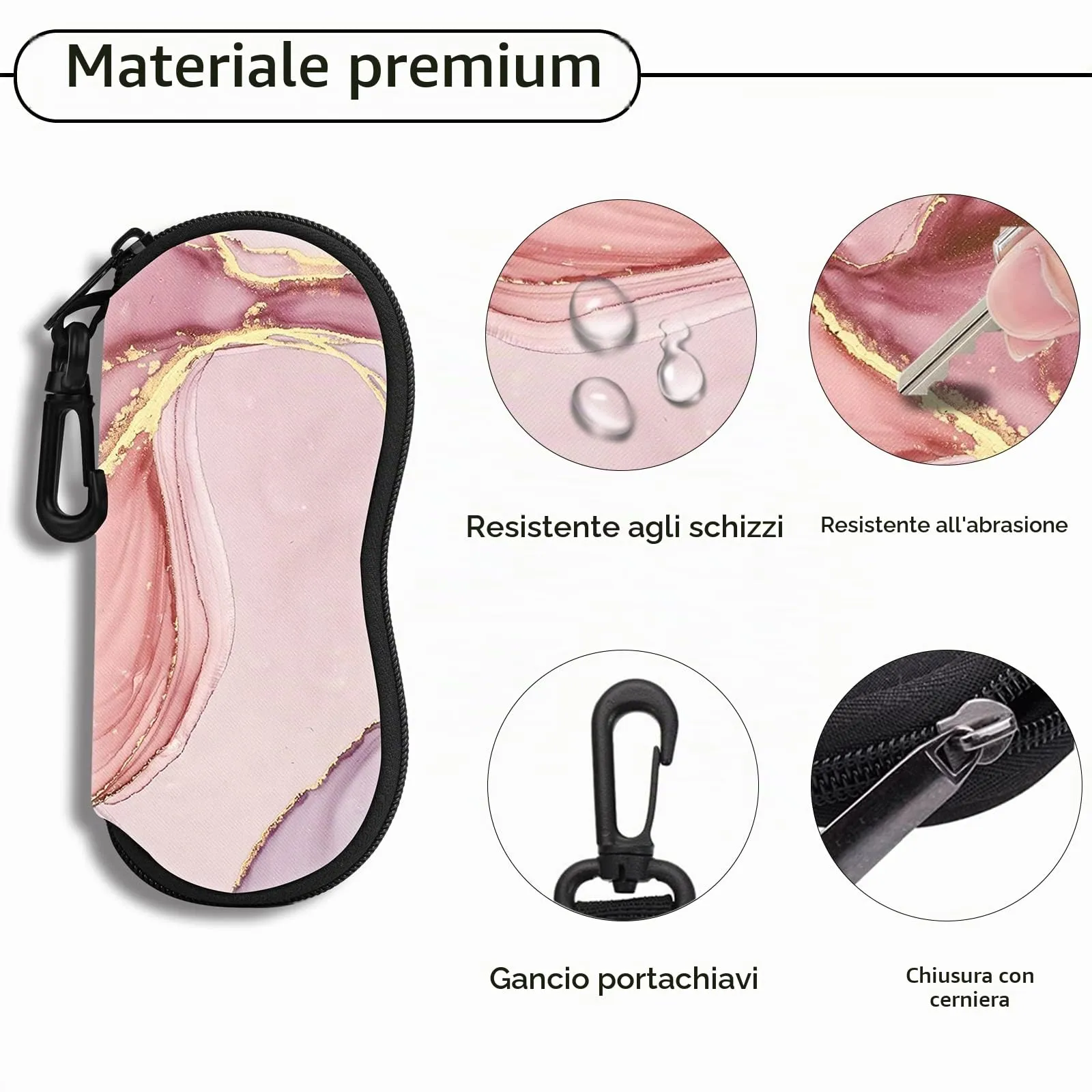 Hion Custodie per Occhiali da Sole in Neoprene con Clip da Cintura e Cerniera, Confezione da 2 - immagine 3
