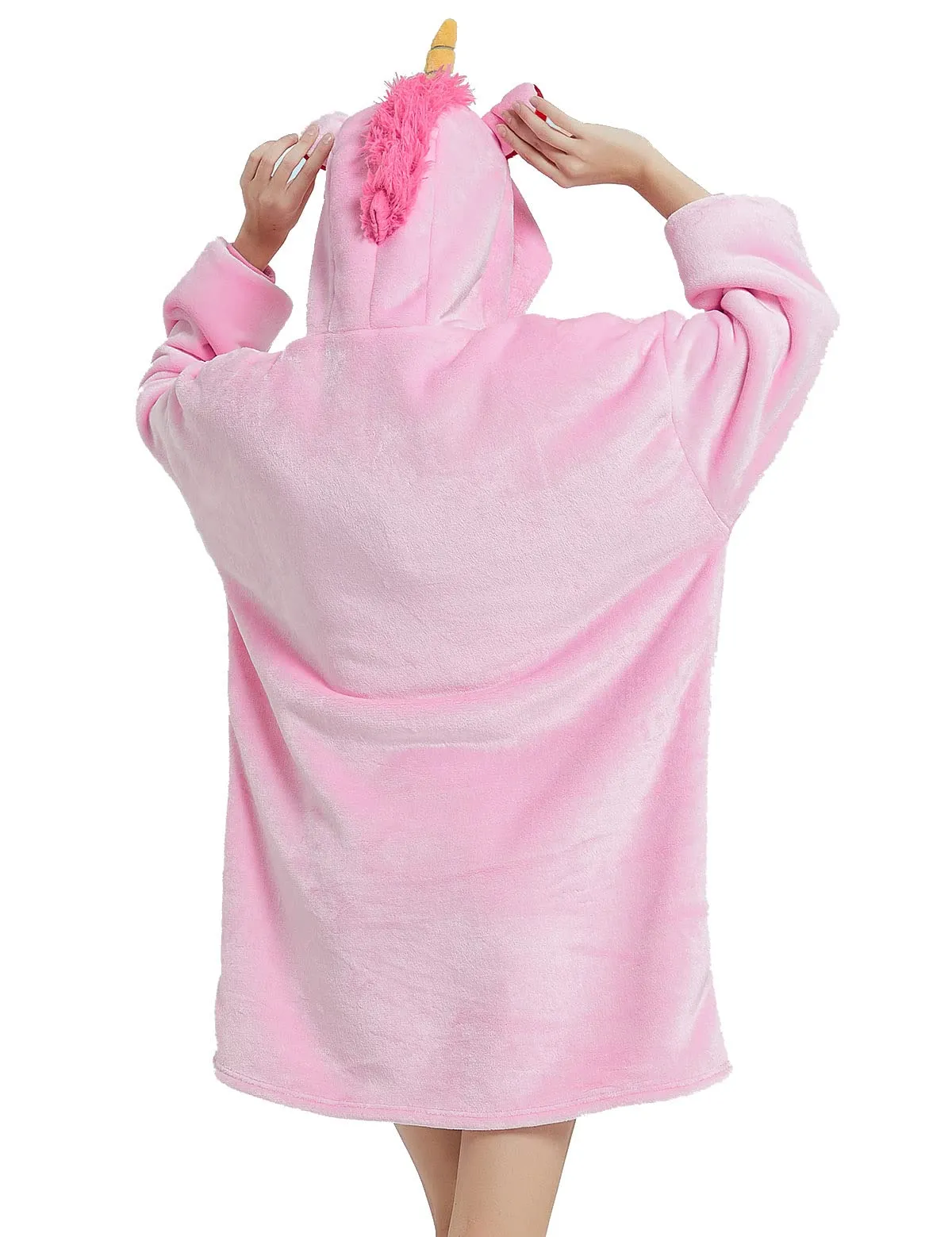 LATH.PIN Coperta da Divano Panda con Cappuccio e Maniche, Felpone Oversize Unisex con Tasca - immagine 4