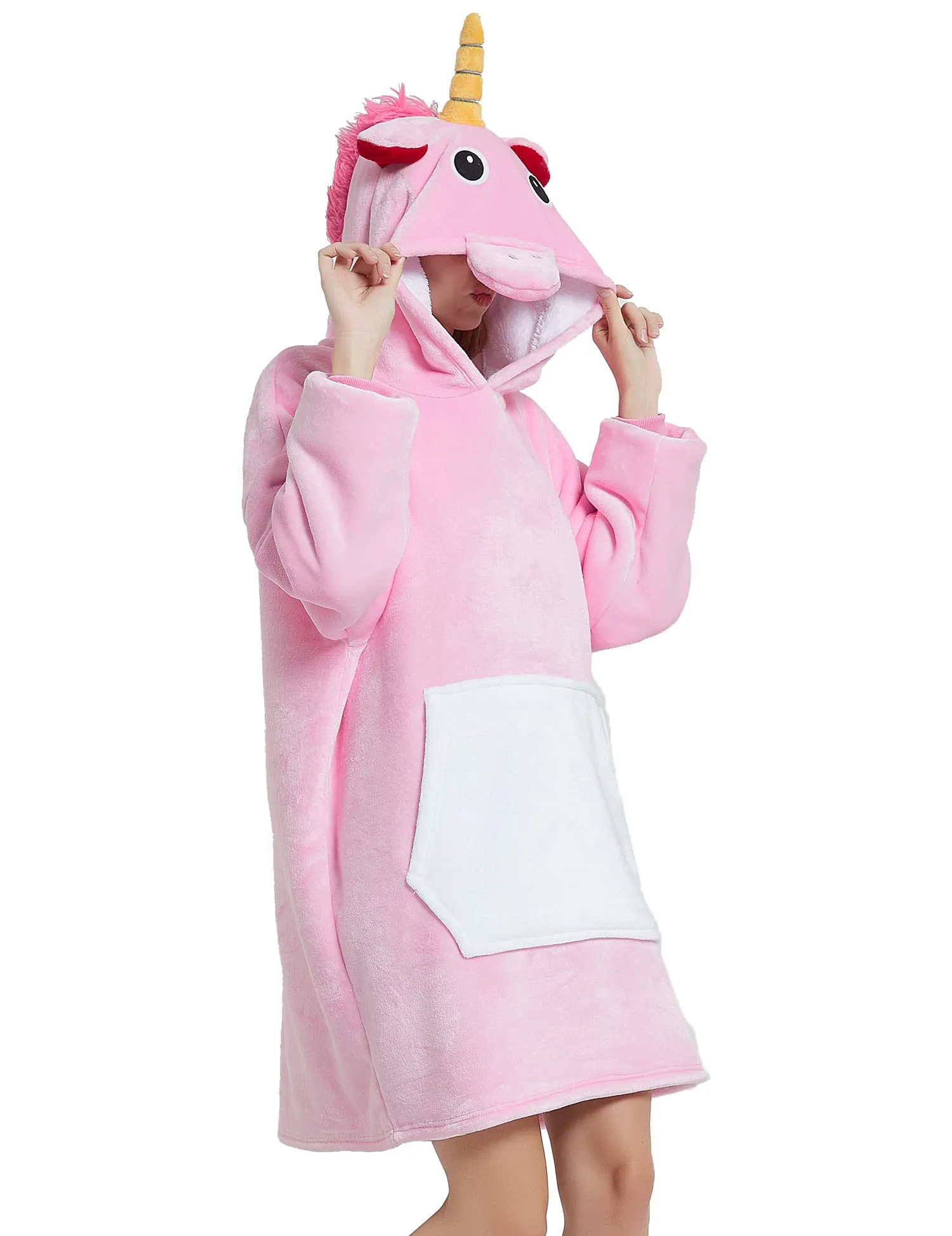 LATH.PIN Coperta da Divano Panda con Cappuccio e Maniche, Felpone Oversize Unisex con Tasca - immagine 5