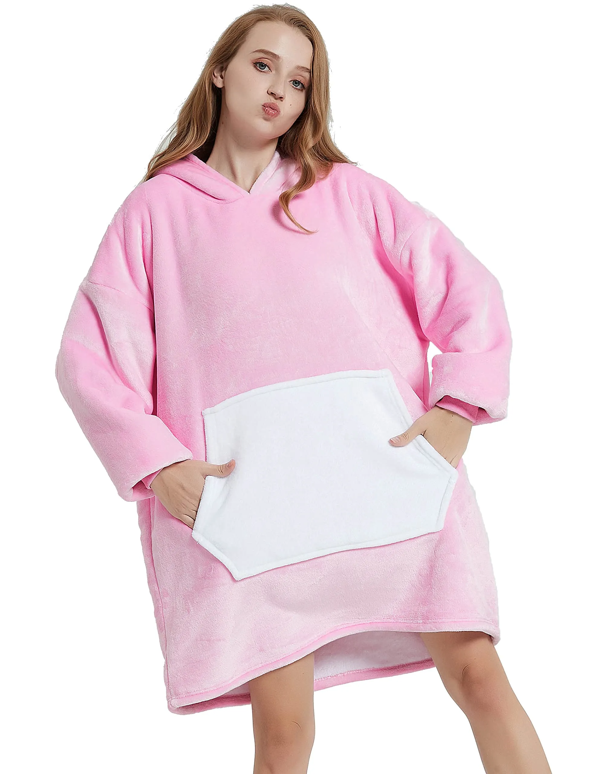 LATH.PIN Coperta da Divano Panda con Cappuccio e Maniche, Felpone Oversize Unisex con Tasca - immagine 6