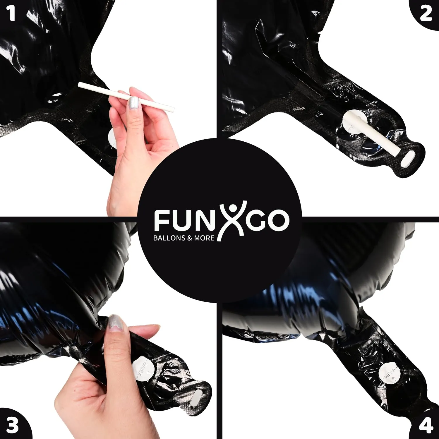 FUNXGO Palloncino Numero 3 Nero per Compleanno - immagine 4