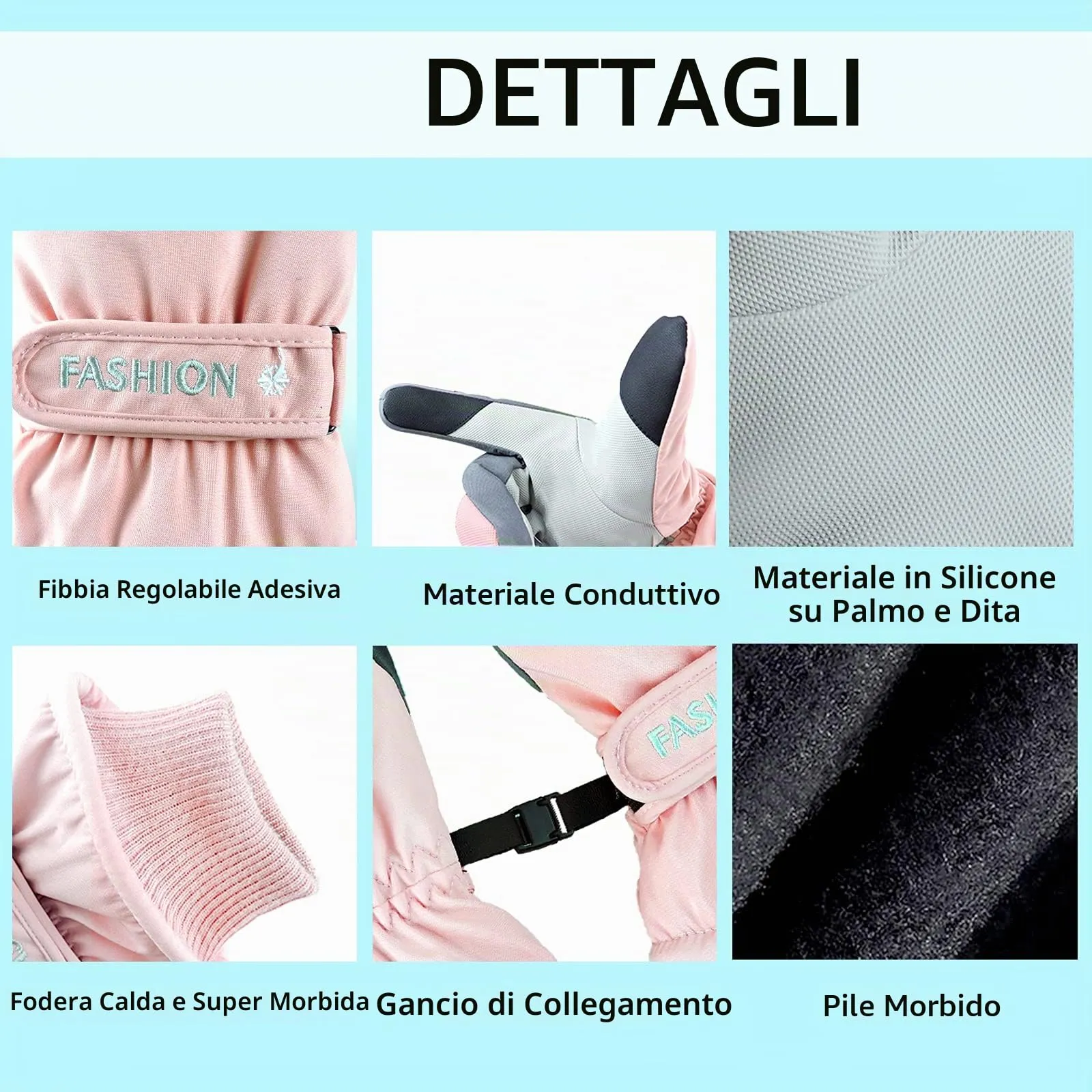 Andiker Guanti da Sci Invernali Donna, Impermeabili e Touchscreen per Snowboard, Corsa e Ciclismo - immagine 2