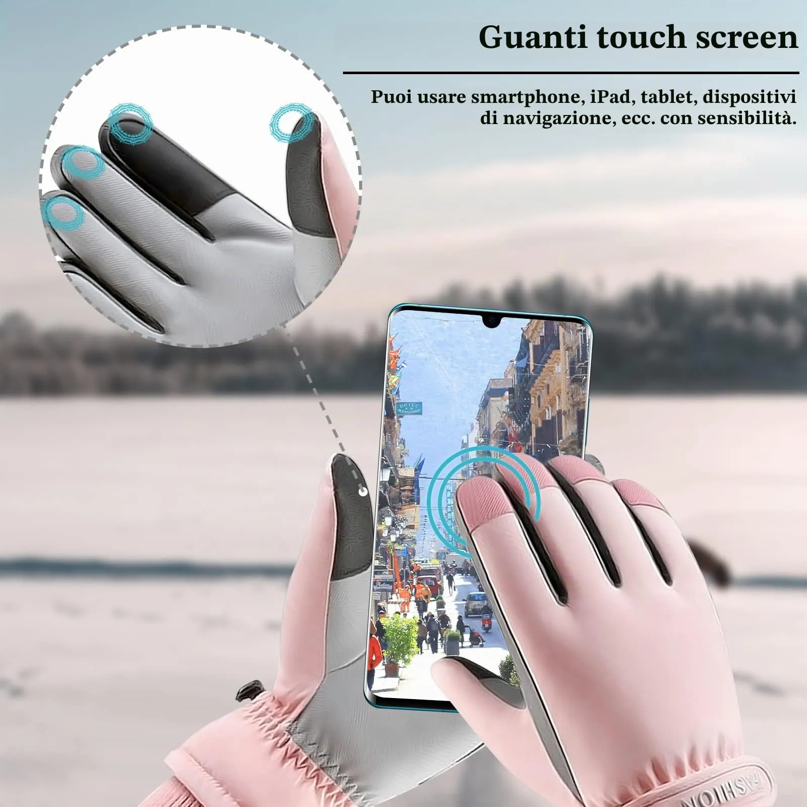 Andiker Guanti da Sci Invernali Donna, Impermeabili e Touchscreen per Snowboard, Corsa e Ciclismo - immagine 7