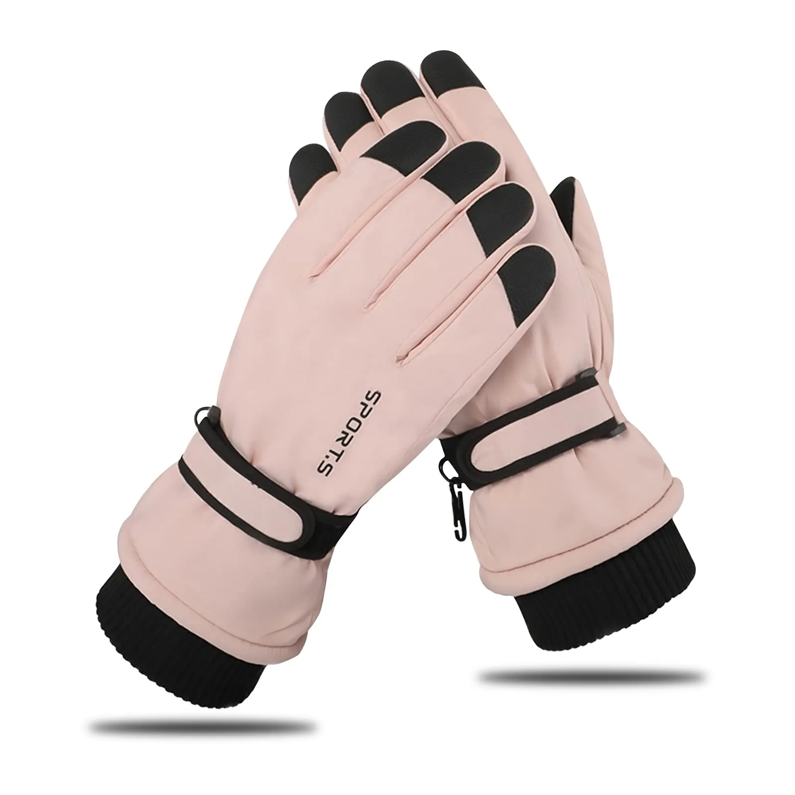 Andiker Guanti da Sci Invernali Donna Touchscreen Impermeabili e Antivento, Rosa Nero - immagine 1