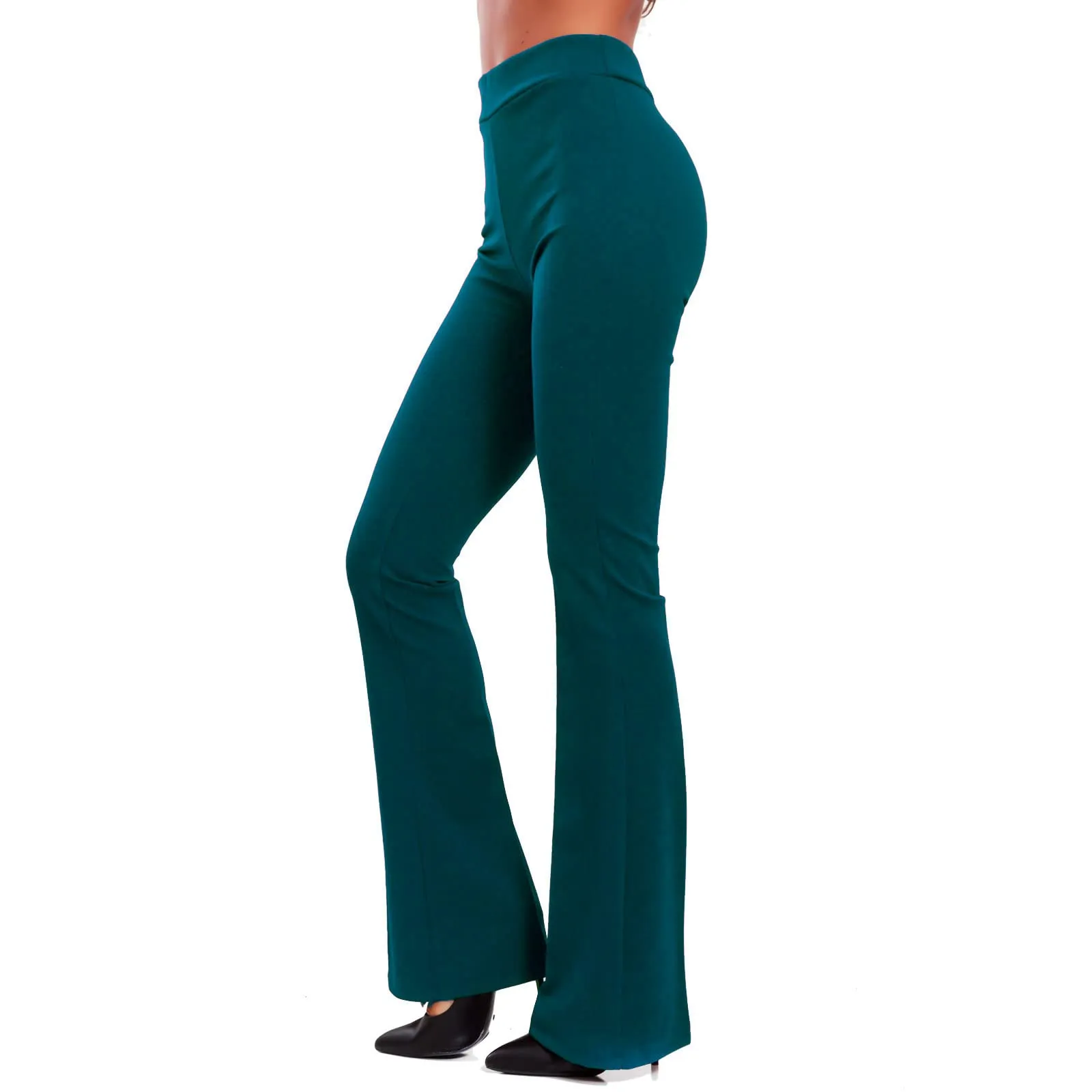 Toocool Pantaloni Donna Campana Zampa Elefante Elasticizzati JL-2148, Petrolio, XXL - immagine 2