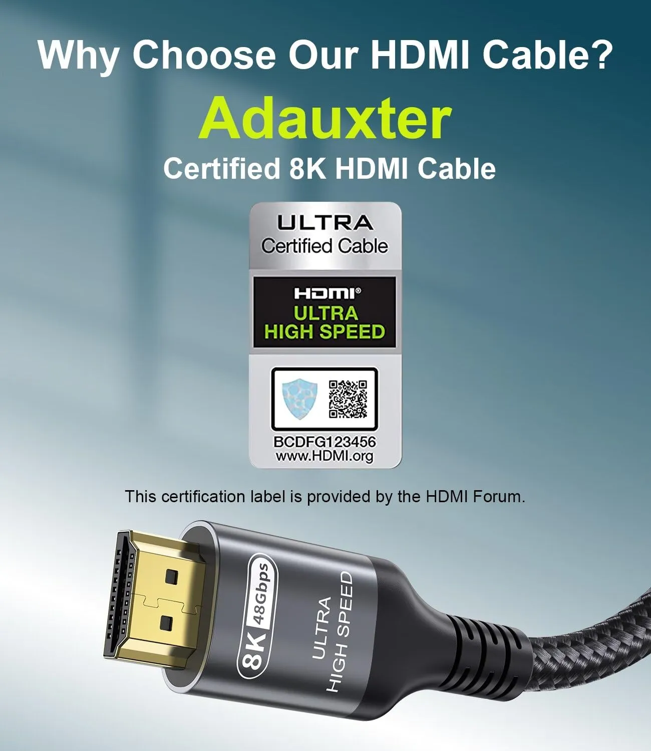 Adauxter Cavo HDMI 2.1 0.5m, 10K 8K 4K Ultra Elevata Velocità - immagine 2