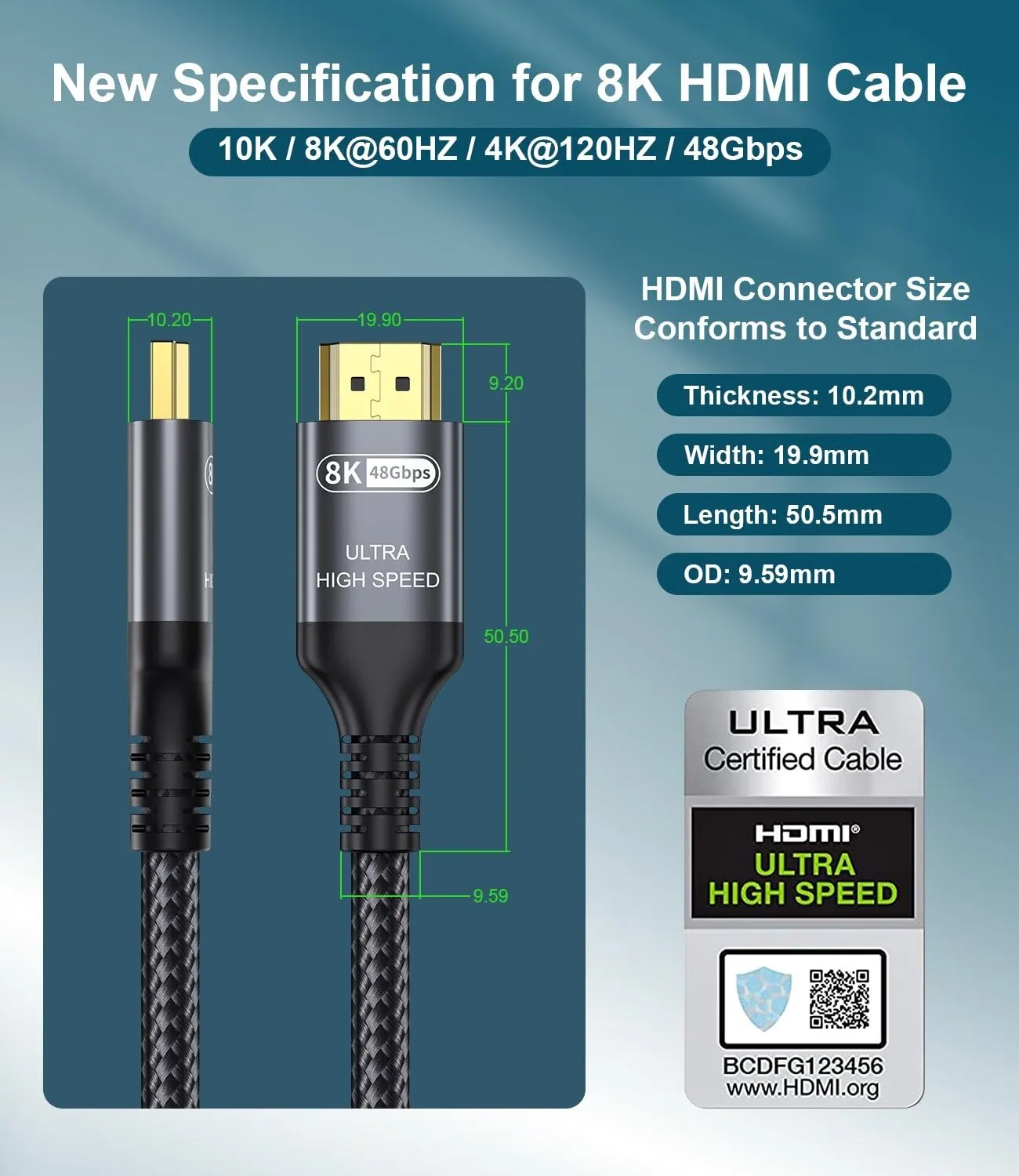 Adauxter Cavo HDMI 2.1 0.5m, 10K 8K 4K Ultra Elevata Velocità - immagine 3
