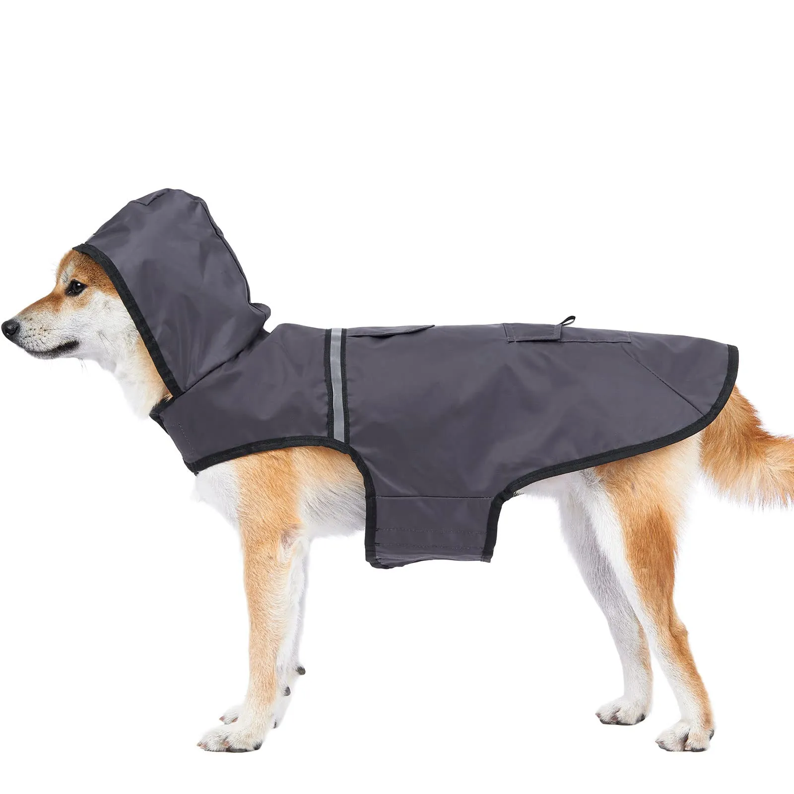KoKoBin Giacca Impermeabile Riflettente per Cani con Cappuccio, Grigio, 2XL - immagine 1