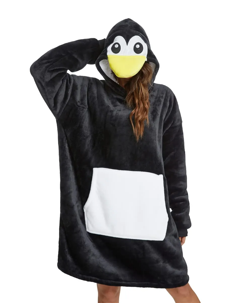 LATH.PIN Coperta da Divano Panda con Cappuccio e Maniche, Unisex - immagine 1