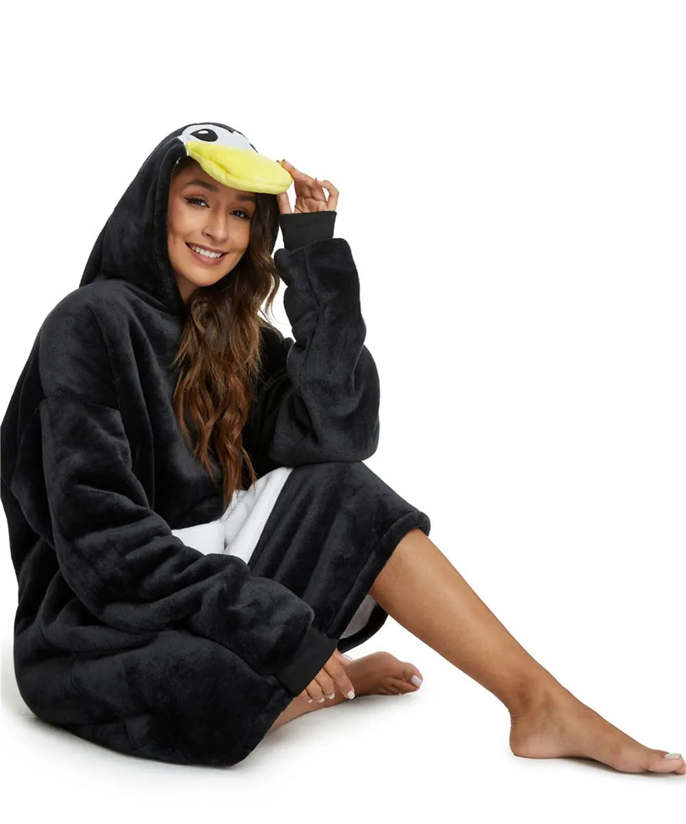 LATH.PIN Coperta da Divano Panda con Cappuccio e Maniche, Unisex - immagine 3