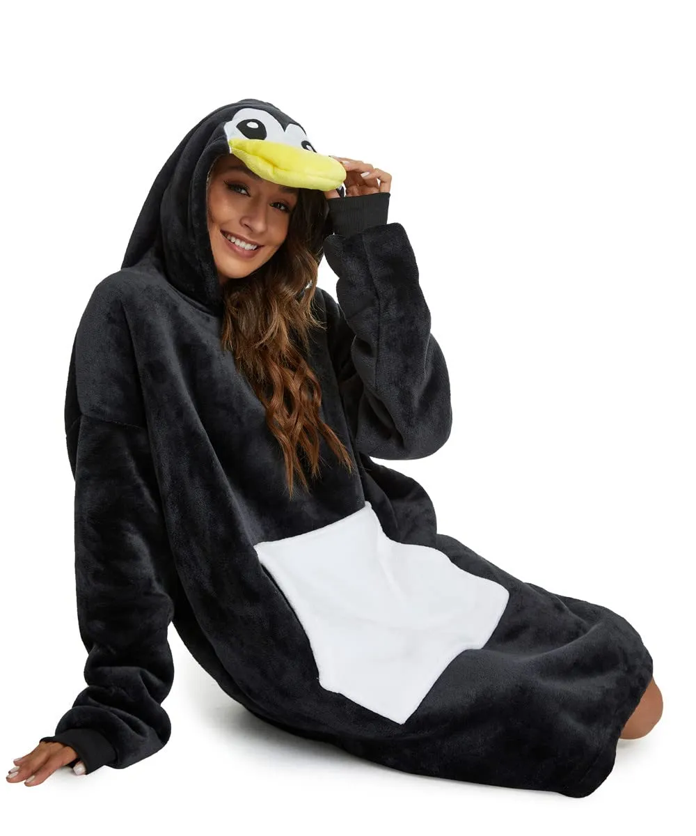 LATH.PIN Coperta da Divano Panda con Cappuccio e Maniche, Unisex - immagine 4