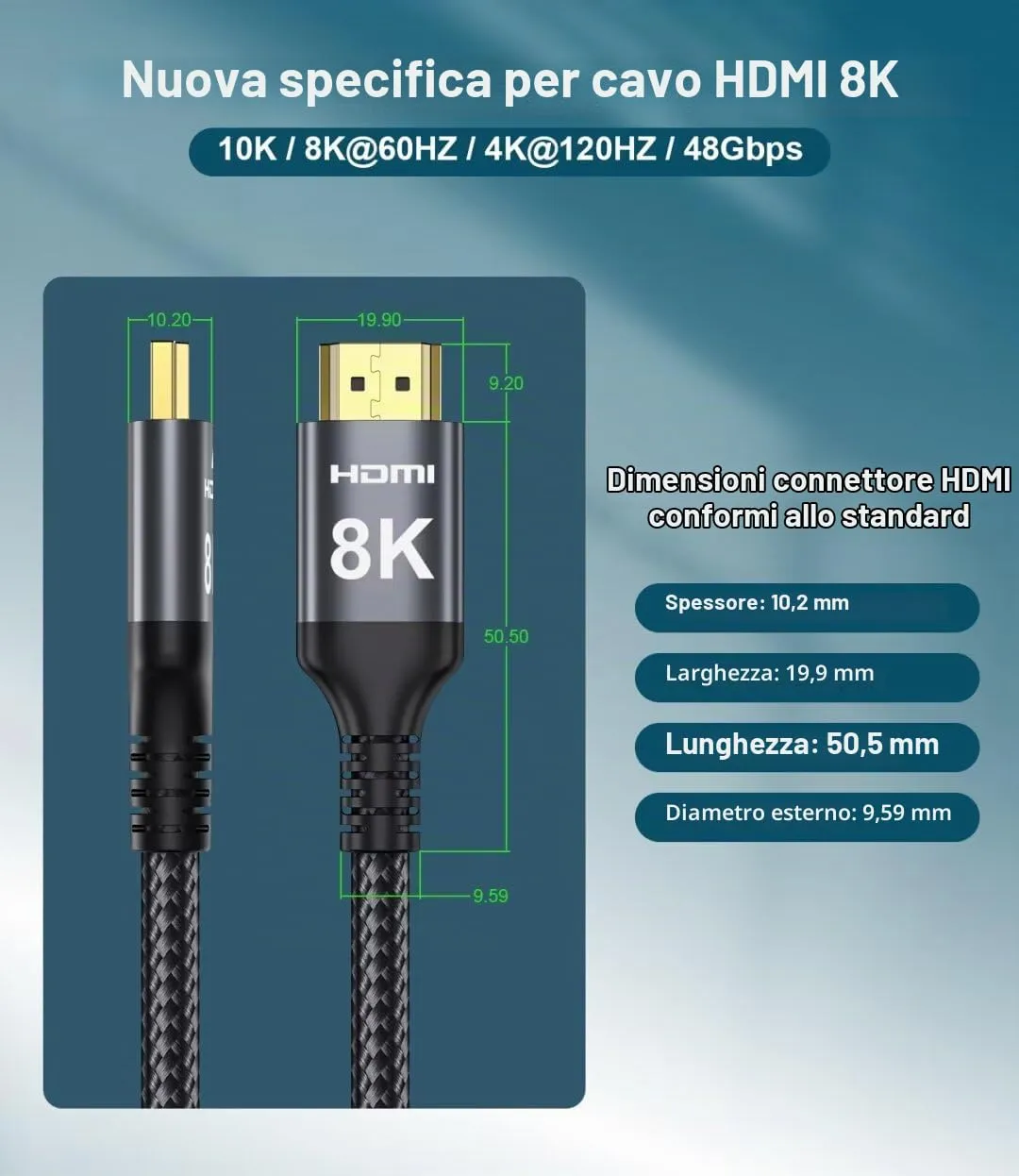 Adauxter Cavo HDMI 4K Alta Velocità 10m, Supporto Ethernet 60Hz, eARC, HDCP 2.3, HDR10+, Compatibile PC Laptop TV Monitor Proiettore PS5 Xbox - immagine 2