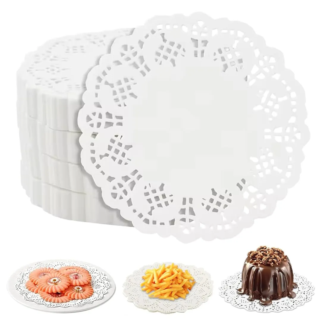GNALIA Centrini in Pizzo Bianco, 11.5 cm, 150 Pezzi - immagine 1
