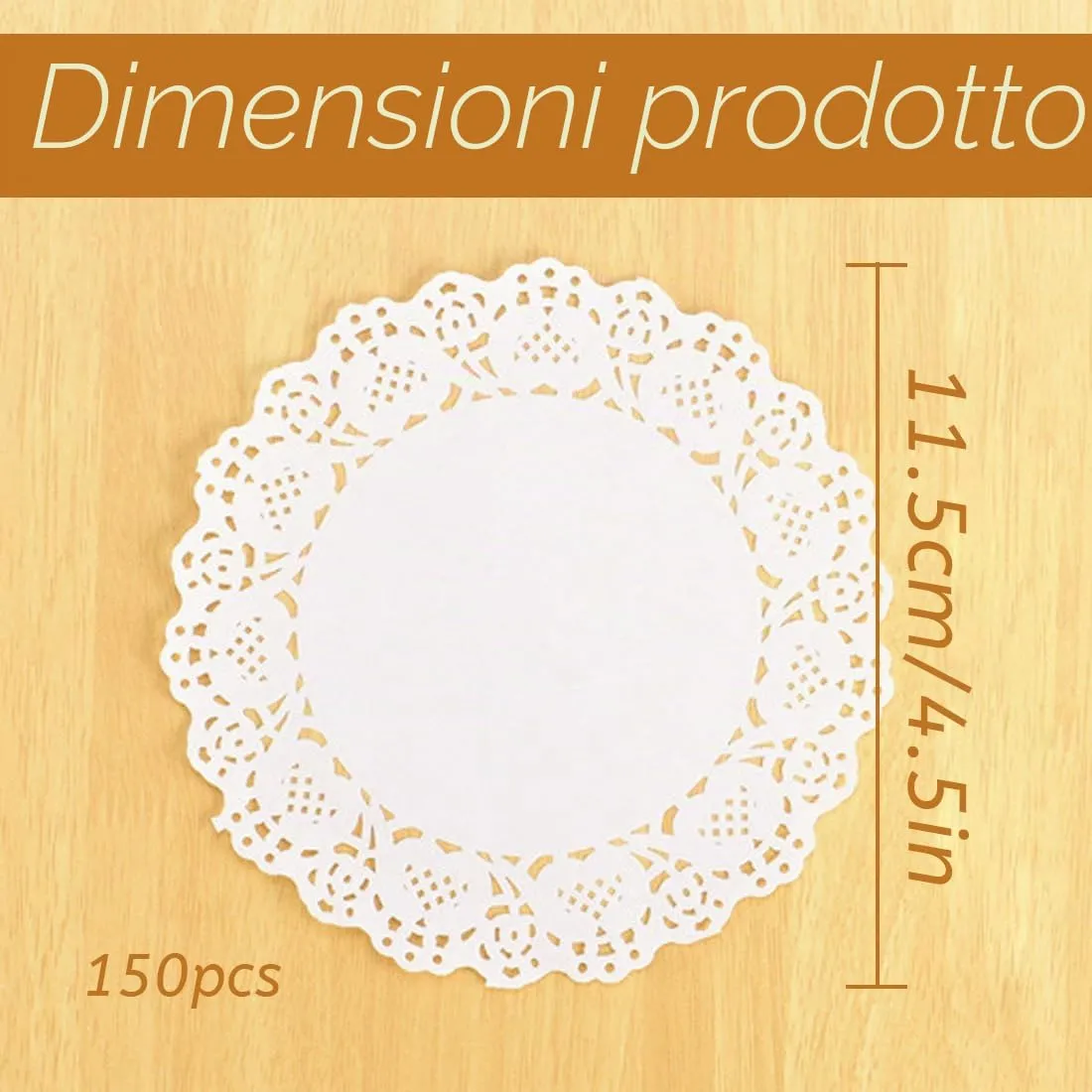 GNALIA Centrini in Pizzo Bianco, 11.5 cm, 150 Pezzi - immagine 2