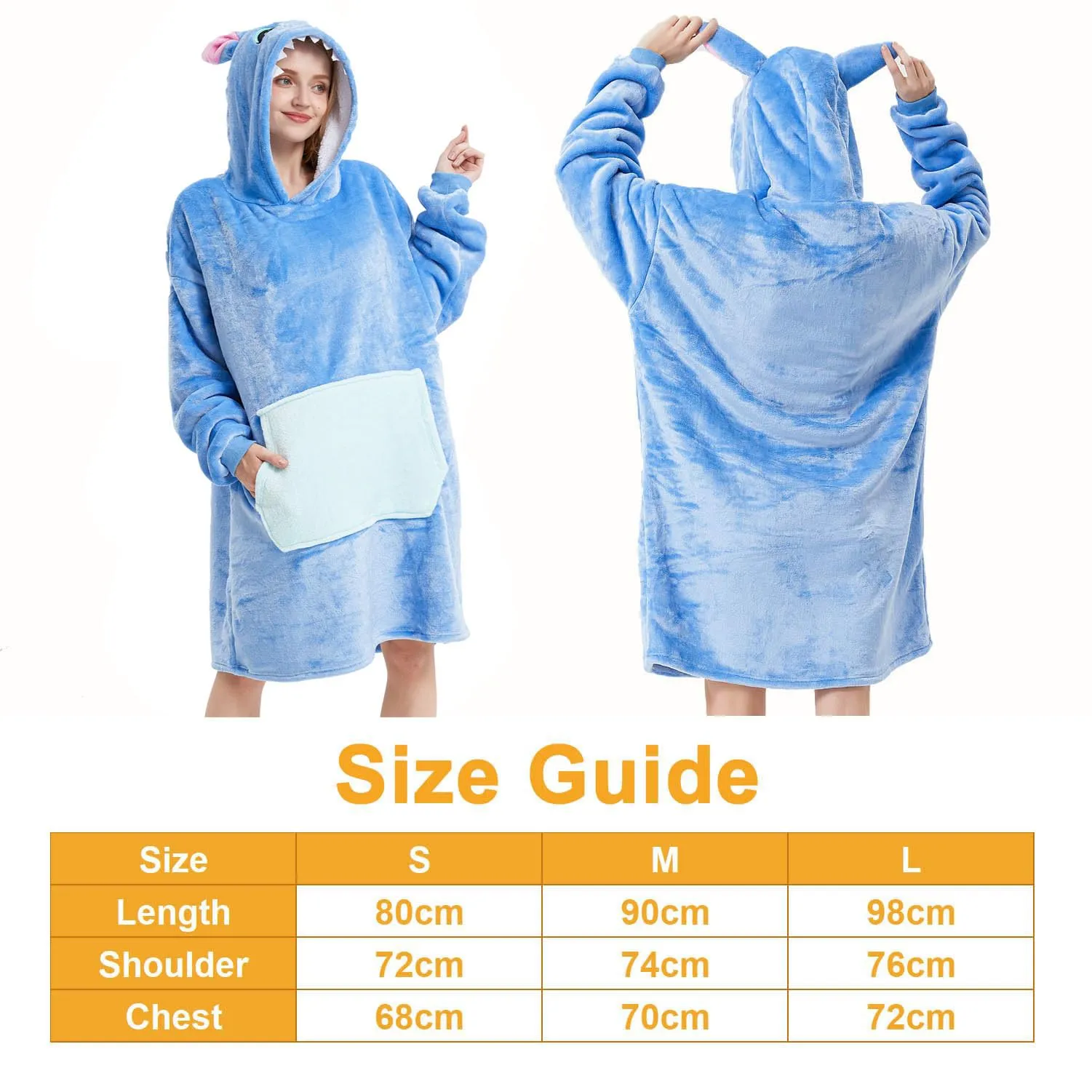 LATH.PIN Coperta da Divano Panda con Cappuccio e Maniche, Taglie Forti Unisex, Felpone con Tasca - immagine 3