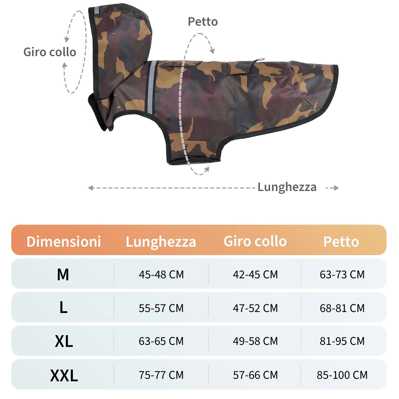 KoKoBin Giacca Impermeabile Riflettente per Cani con Cappuccio, Marrone, 2XL - immagine 2