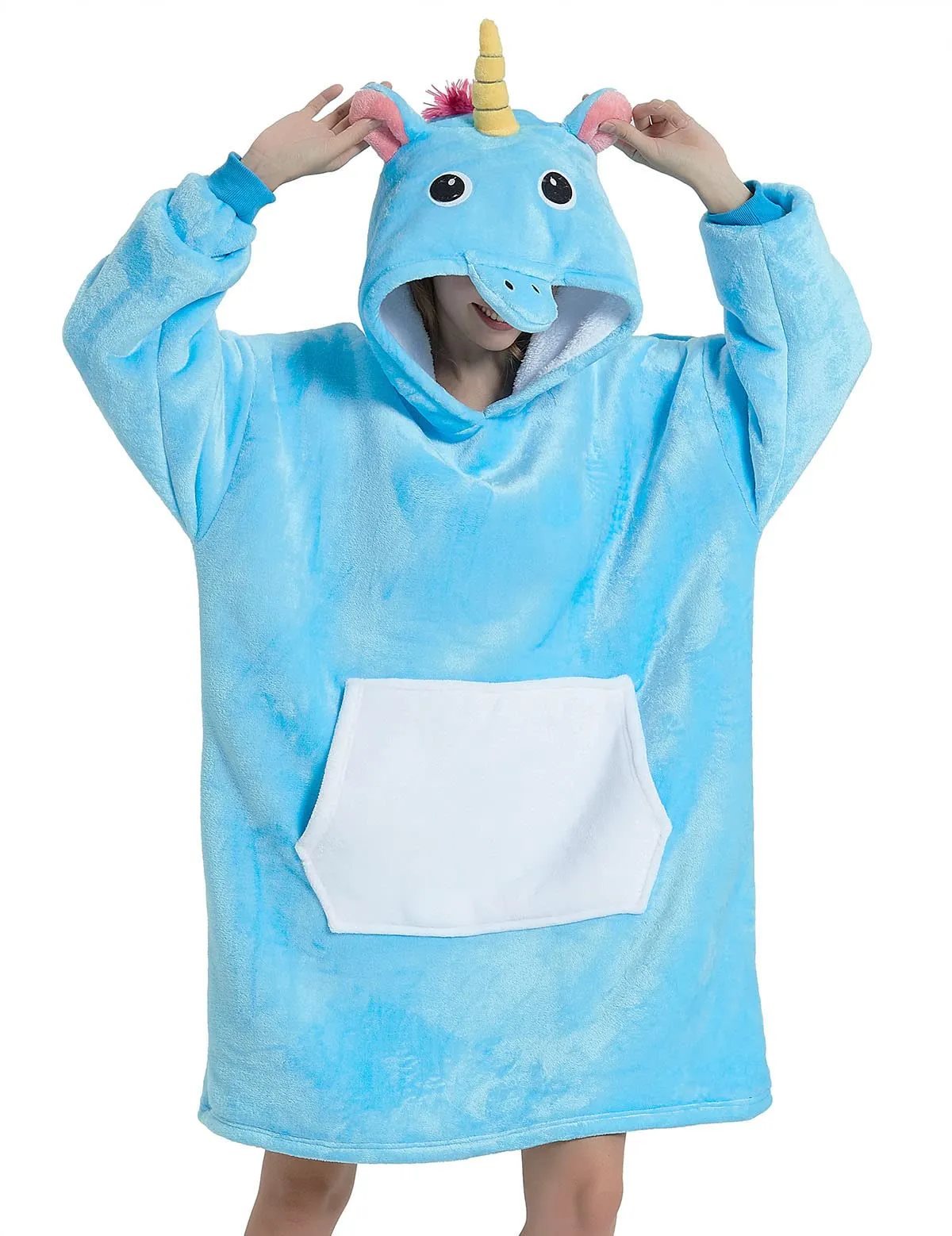 LATH.PIN Coperta da Divano Panda con Cappuccio e Maniche Unisex - immagine 1