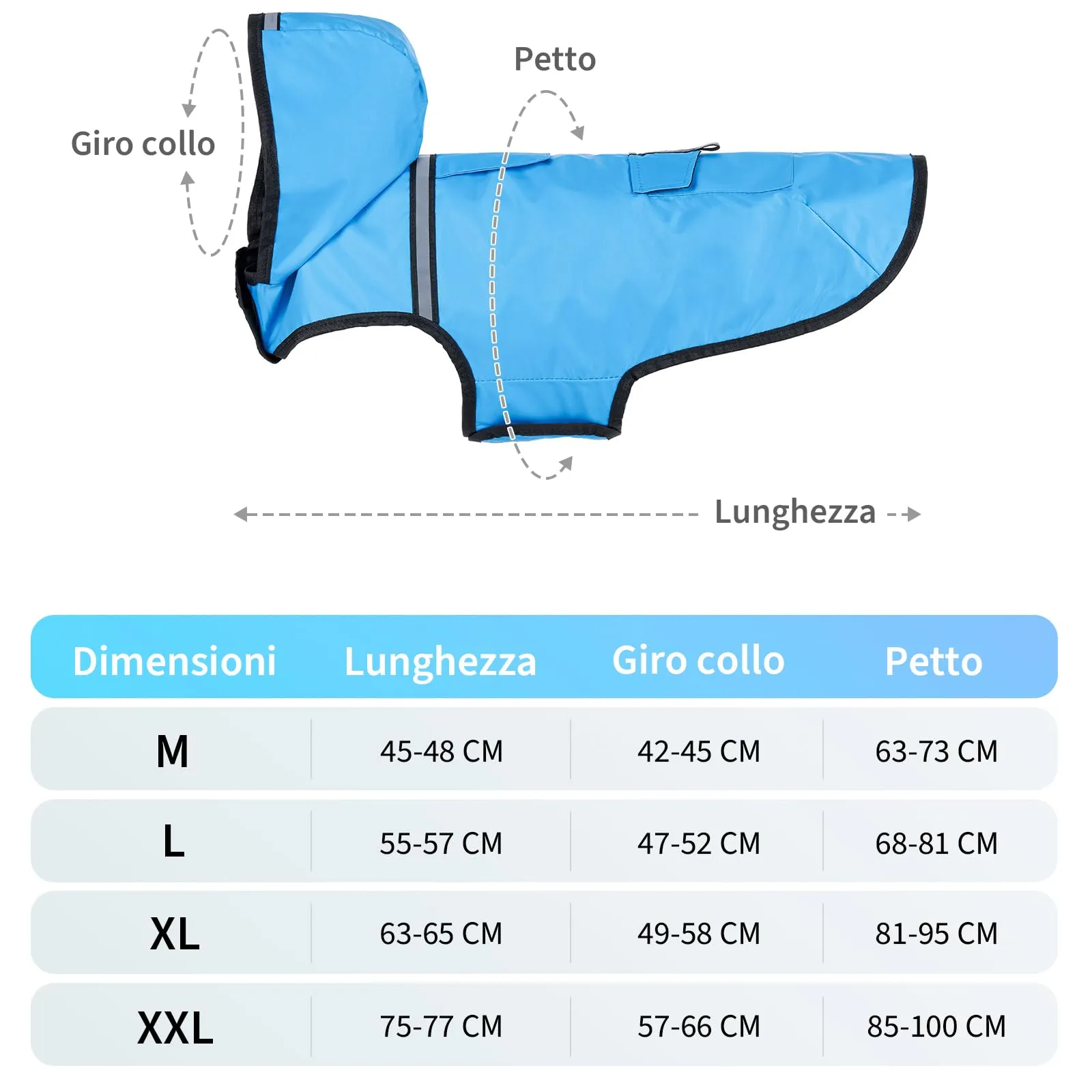 KoKoBin Giacca Impermeabile Riflettente per Cani con Cappuccio, Blu, XL - immagine 2
