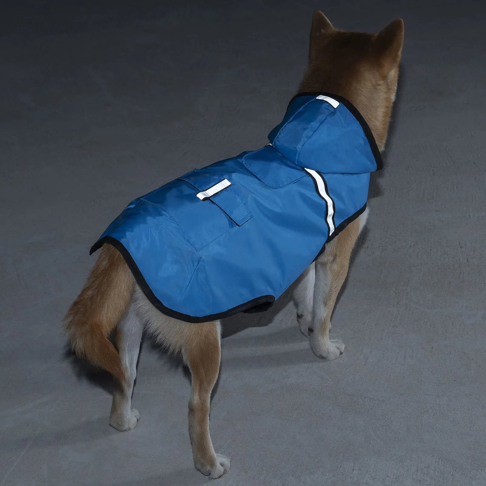 KoKoBin Giacca Impermeabile Riflettente per Cani con Cappuccio, Blu, XL - immagine 7