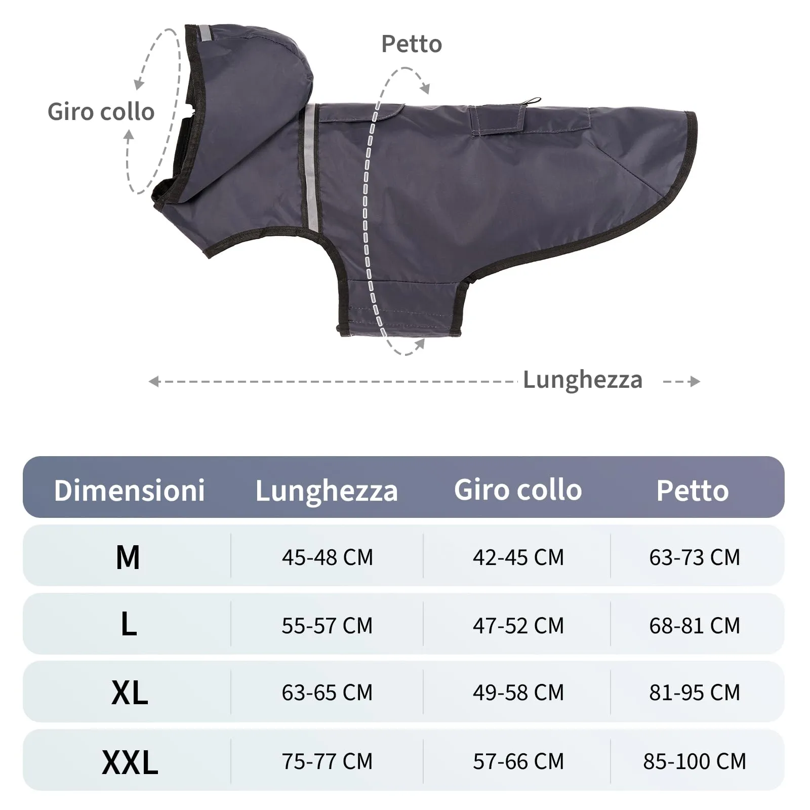 KoKoBin Giacca Impermeabile Riflettente per Cani con Cappuccio, Grigio, XL - immagine 2