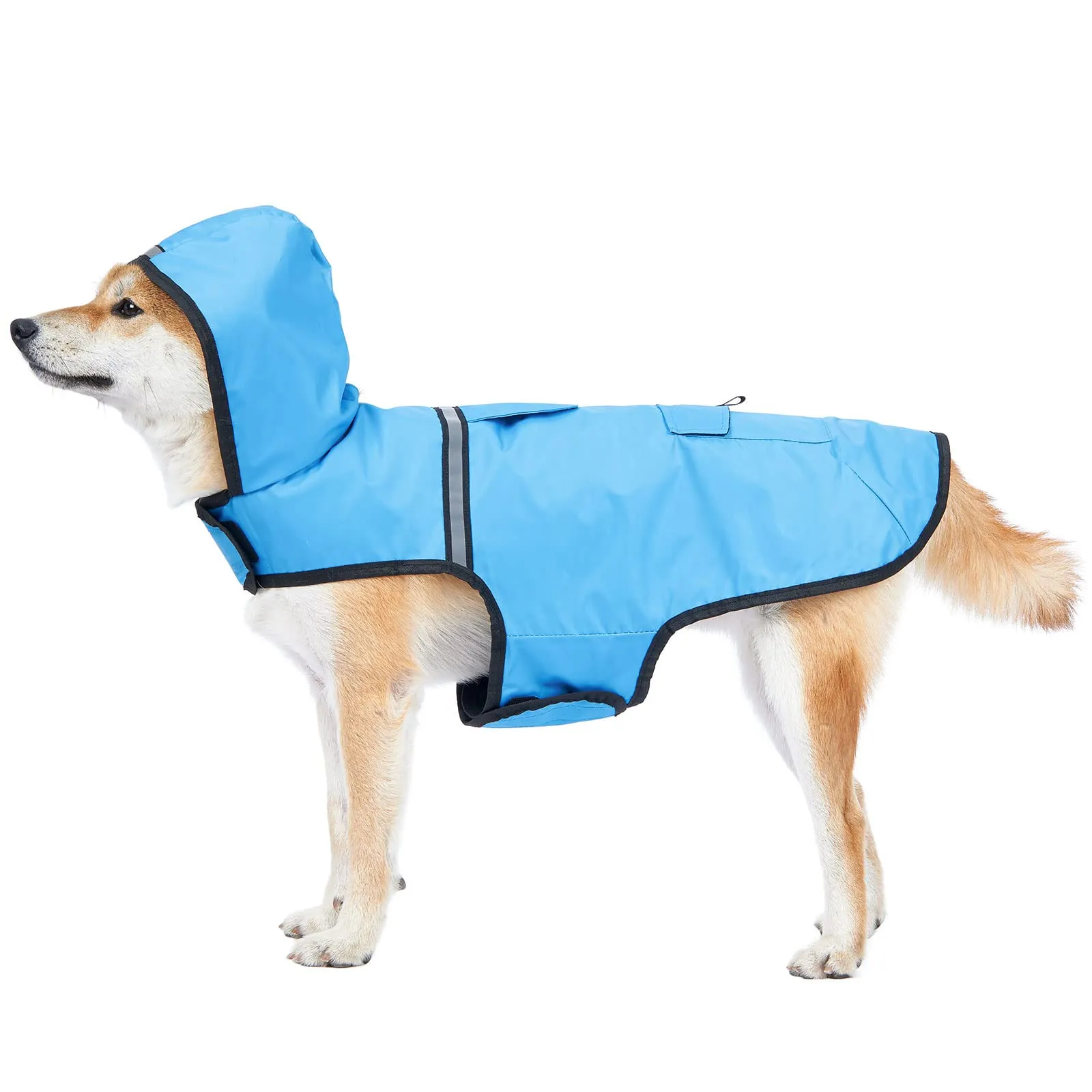 KoKoBin Giacca Impermeabile Riflettente per Cani con Cappuccio, Blu, 2XL - immagine 1