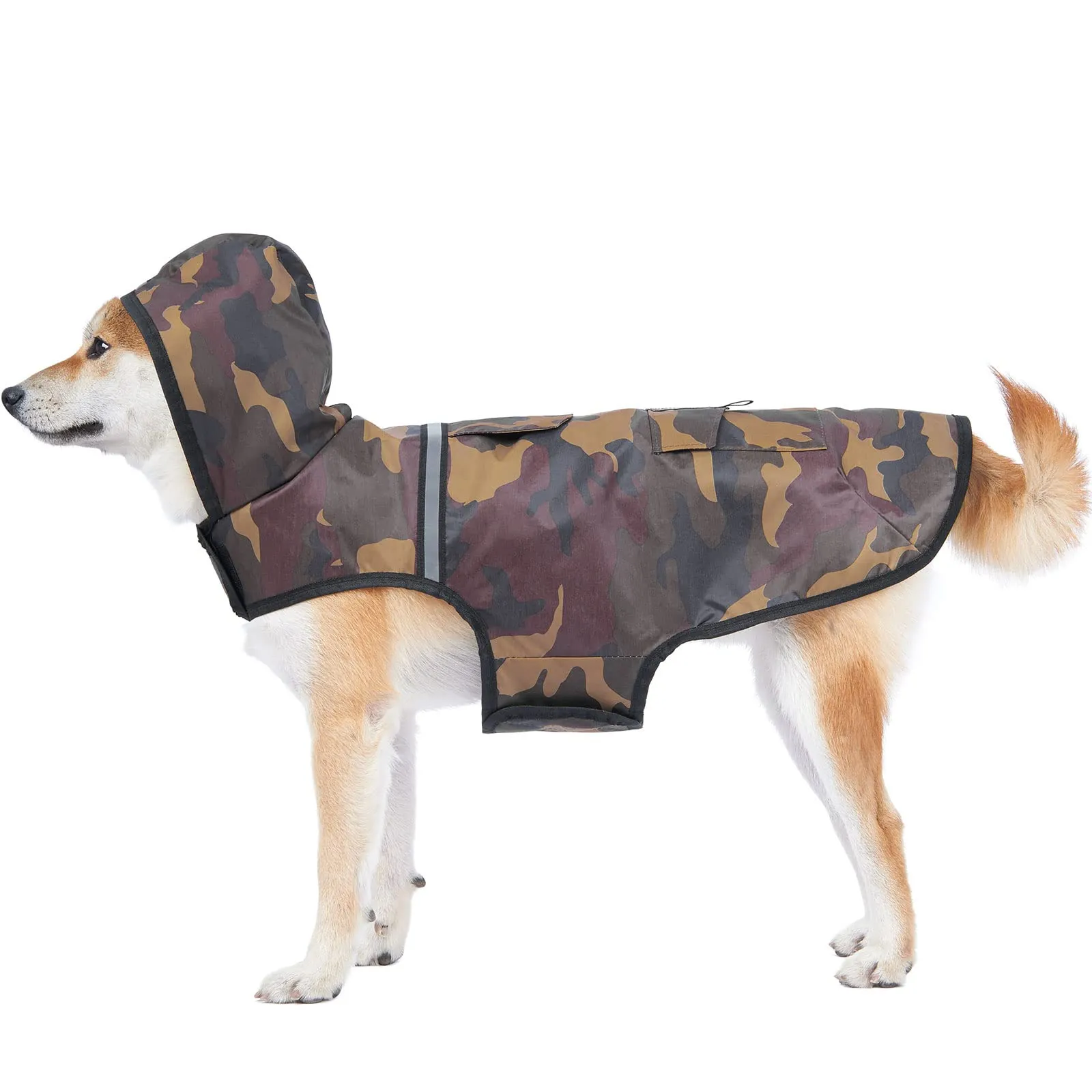KoKoBin Giacca Impermeabile Riflettente per Cani con Cappuccio, Marrone, L - immagine 1