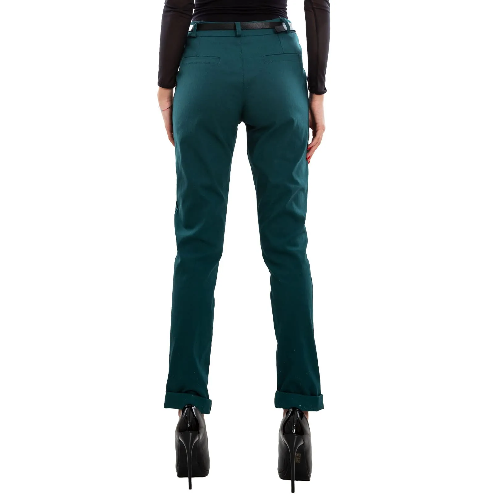 Toocool Pantaloni Donna Classici Eleganti con Tasche e Cintura AS-28251 - M, Petrolio - immagine 2