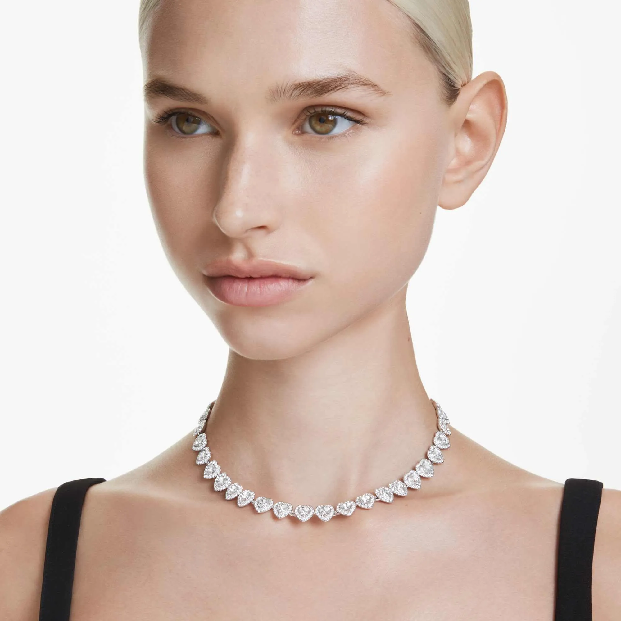 Swarovski x Ariana Grande Collana Tennis con Pavé di Cristalli Cry, Forma a Cuore, Placcatura Rodio, 38-45,6 cm - immagine 7