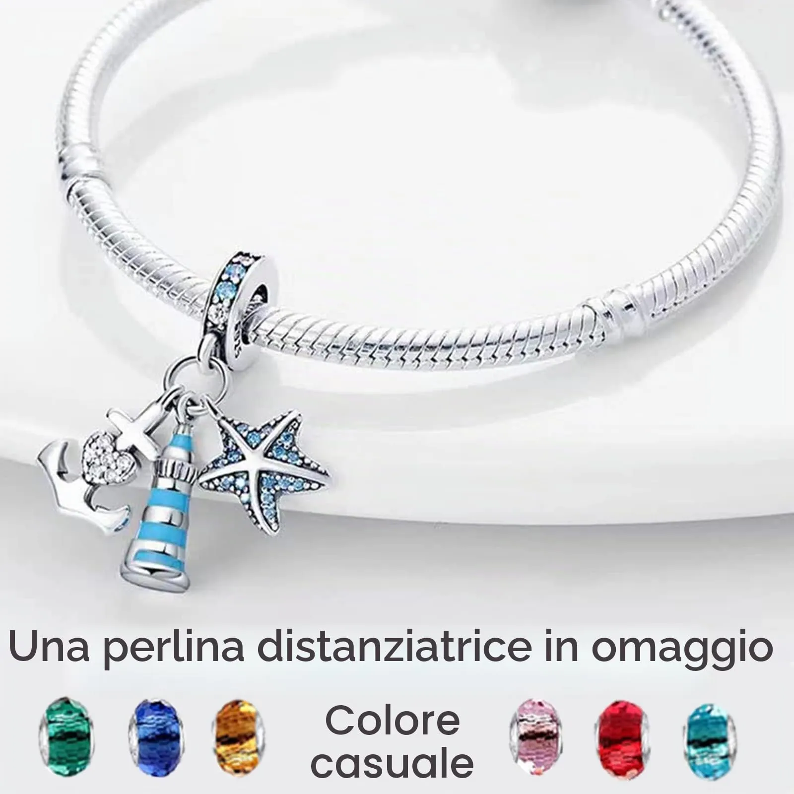 LNQOBU Ciondolo in Argento Sterling 925 con Zircone 5A per Bracciali e Collane Europei da Donna - immagine 3