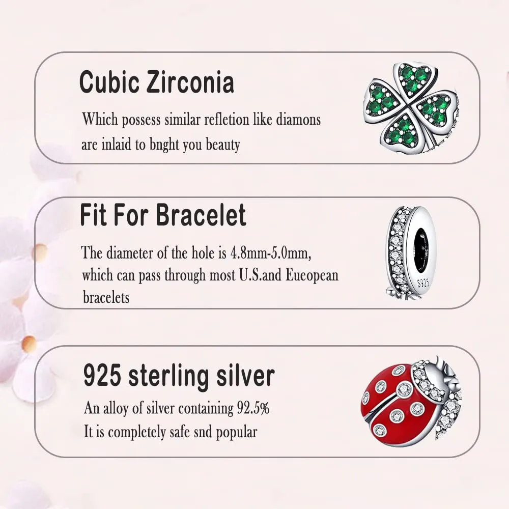 LNQOBU Ciondolo in Argento Sterling 925 con Zircone 5A per Bracciali e Collane Europei da Donna - immagine 5