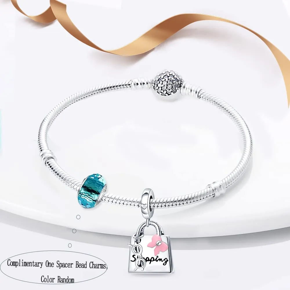 LNQOBU Ciondolo Charm Bead in Argento Sterling 925 con Zircone 5A per Bracciali e Collane Europei da Donna - immagine 3