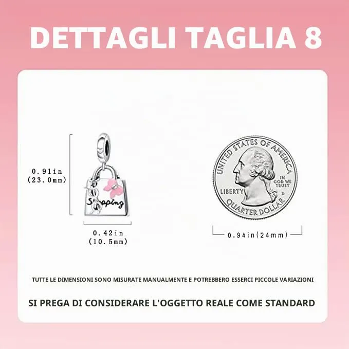 LNQOBU Ciondolo Charm Bead in Argento Sterling 925 con Zircone 5A per Bracciali e Collane Europei da Donna - immagine 4