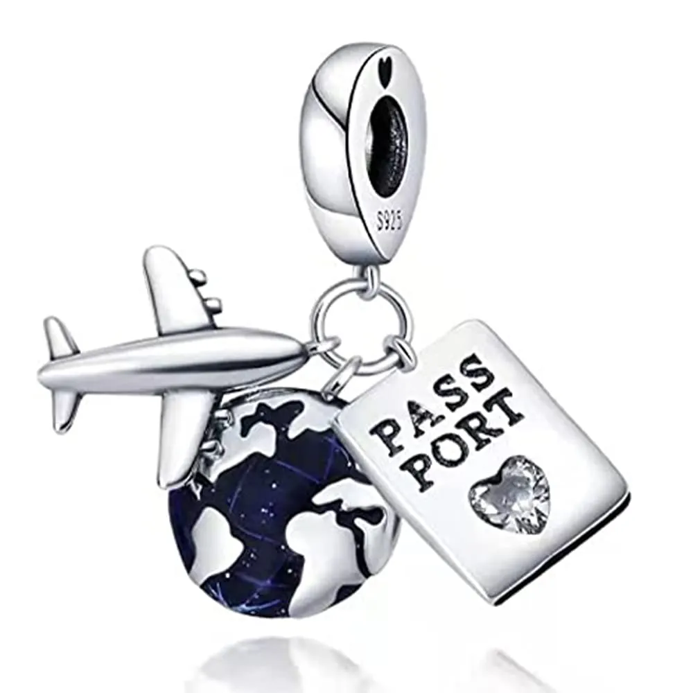 LNQOBU Ciondolo in Argento Sterling 925 Charm Bead con Zircone 5A per Bracciali e Collane Europei da Donna - immagine 1