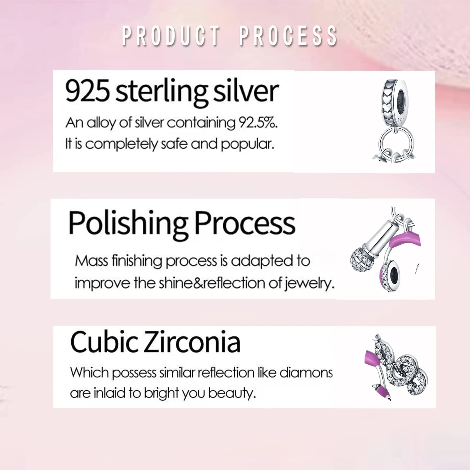 LNQOBU Ciondolo in Argento Sterling 925 con Zircone 5A per Bracciali e Collane Europei da Donna - immagine 5