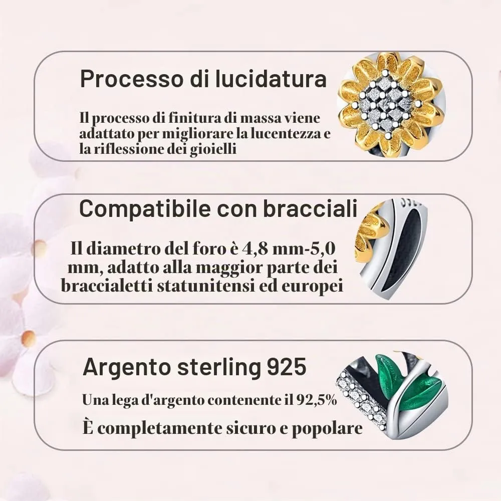 LNQOBU Ciondolo in Argento Sterling 925 con Zircone 5A per Bracciale e Collana Europea da Donna - immagine 6