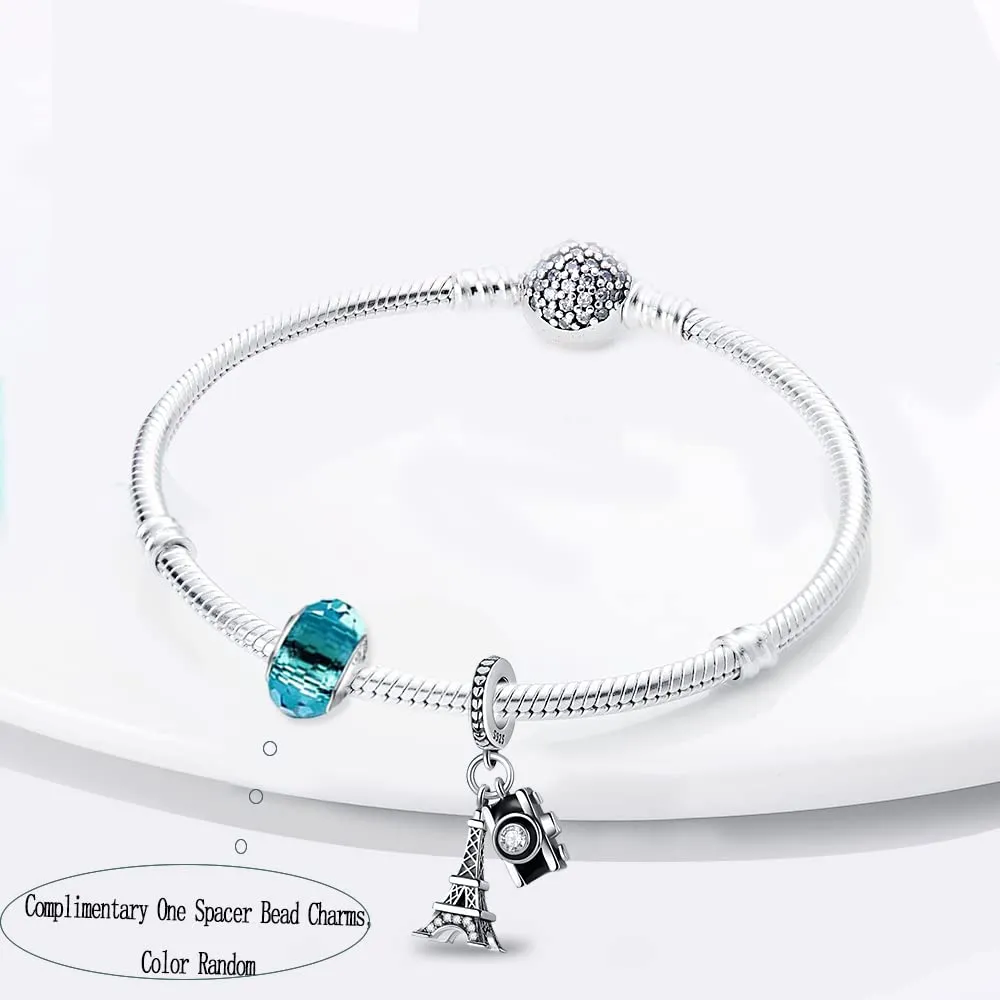 LNQOBU Ciondolo Charm Bead in Argento Sterling 925 con Zircone 5A per Bracciali e Collane Europei da Donna - immagine 2