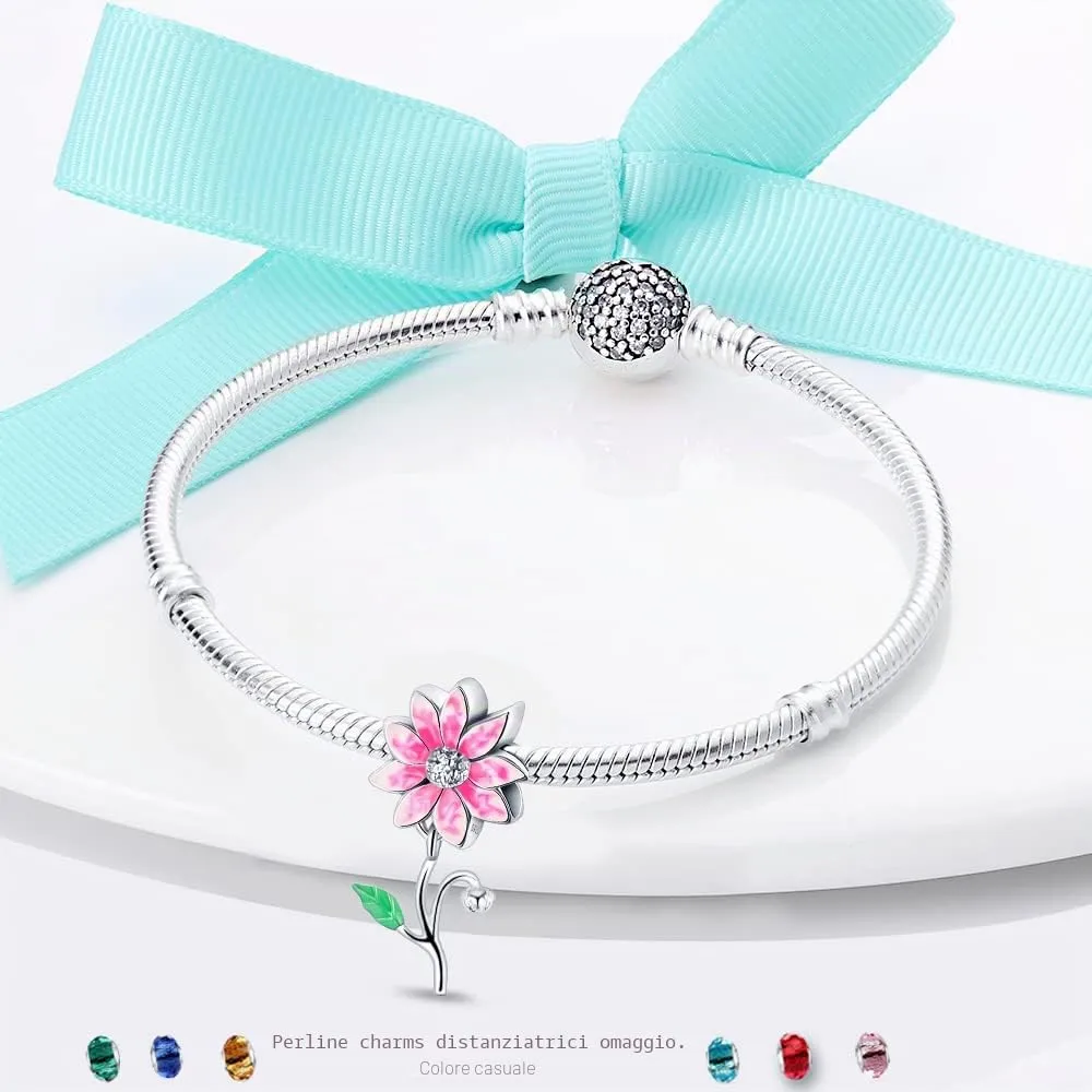 LNQOBU Ciondolo in Argento Sterling 925 con Zircone 5A per Bracciali e Collane Europee da Donna - immagine 2