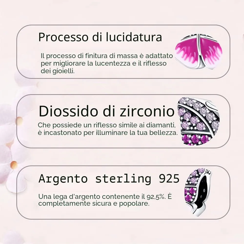 LNQOBU Ciondolo in Argento Sterling 925 con Zircone 5A per Bracciali e Collane Europei da Donna - immagine 4