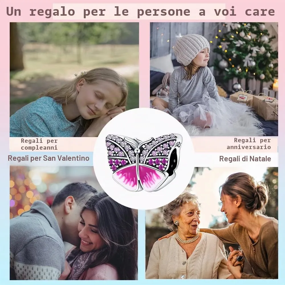 LNQOBU Ciondolo in Argento Sterling 925 con Zircone 5A per Bracciali e Collane Europei da Donna - immagine 5